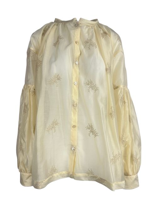camicia donna in chiffon riacamato beige Milva Mi | 9342ORO